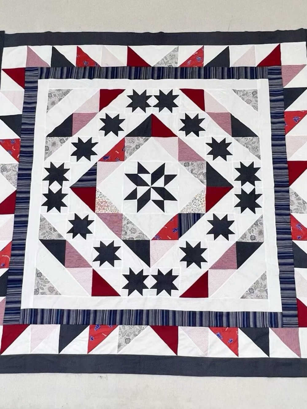 Handmade Broken Star Patchwork Cotton fabric Queen size Quilt Top/Topper